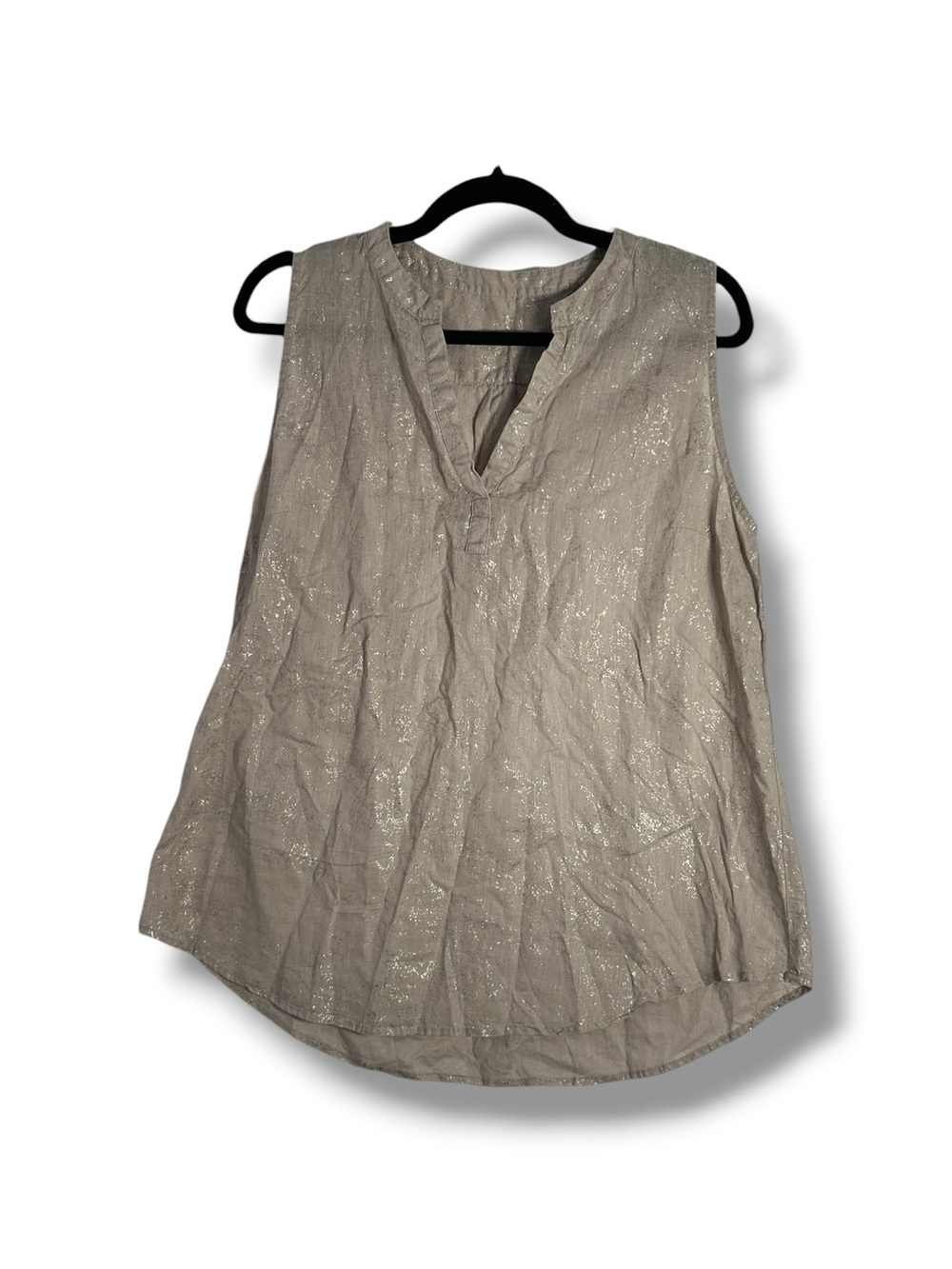 Unbranded Linen Blend Shimmer Detail Vneck Sleeveless Blouse Size XL - “Meline”